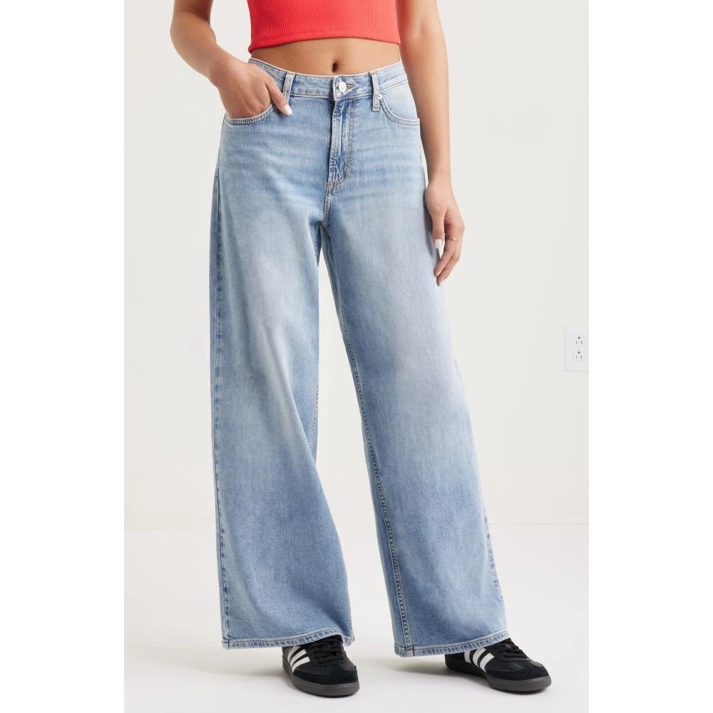 BP Nordstrom Mid Rise Baggy Wide Leg Jeans Light Wash Blue 25 BP502922MI